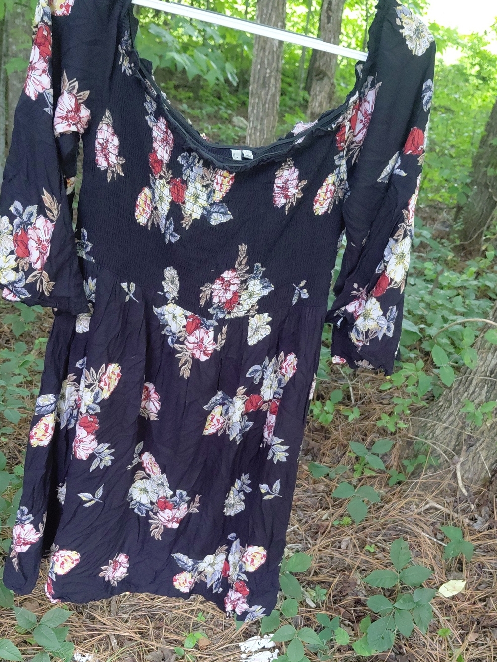 feathers Black Floral Mini Dress